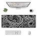 Black with White Topographic Line Large Mouse Pad,Gaming Keyboard Desk Pad,Extended Mouse Mat Non-Slip Rubber Base with Stitched Edges for Office Game Home XL 31.5
