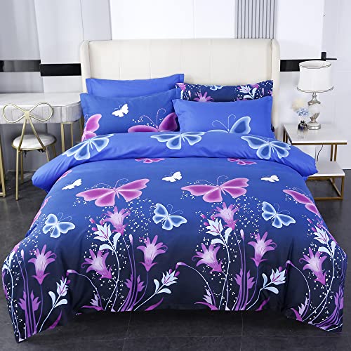 Mengersi Butterflies Duvet Cover Set Twin Bedding Sets Reversible Bedding Collections Cover,Bedroom Decor ( Blue Butterfly) #TOP7