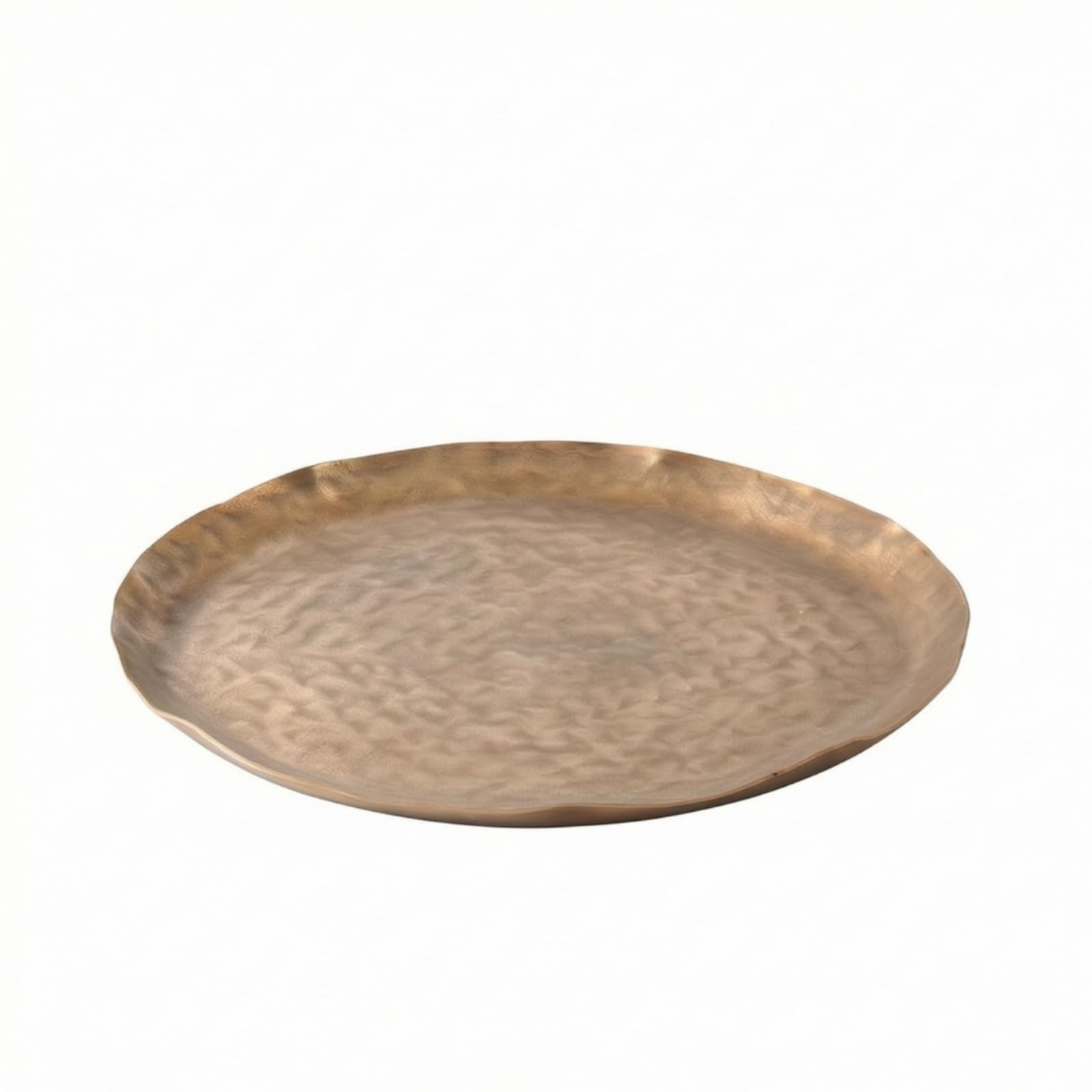 Vassoio in Alluminio Irregolare Piatto Artigianale Contenitore per Salotto, Oro, size to 1
