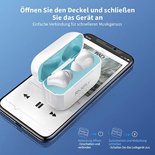 Bluetooth Kopfhörer in Ear - RAXFLY Kabellose Kopfhörer Kabellos Bluetooth Earbuds V5.0 Ture Wireless Bloototh In Ear Kopfhörer Kabellos Hi-Fi Stereo Sound Deep Bass Touch-Control – Bild 3