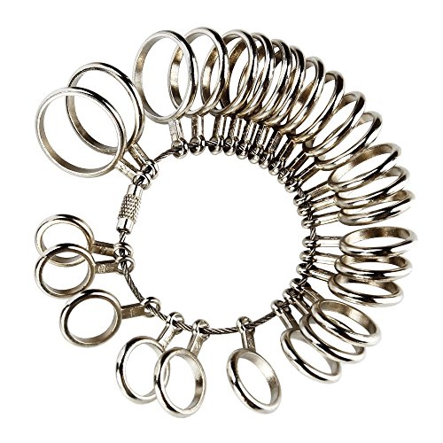 Mojun® Ring Sizer Mandrel Finger Sizing Measuring Stick Jewelry Accurate Tool Metal Size 1-13 With Gauge Set Of 27 Pcs Circle Models In Silver #TOP1