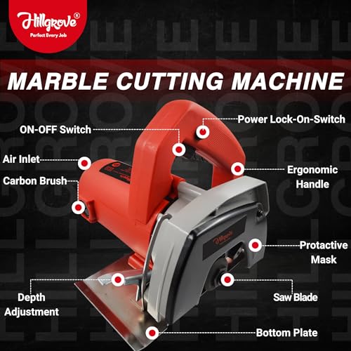Image of Hillgrove HGCM1293M2 Cutting Machine Saw for Tile /Marble /Wood with 1Pcs Wood Cutting Wheel (1050 W)