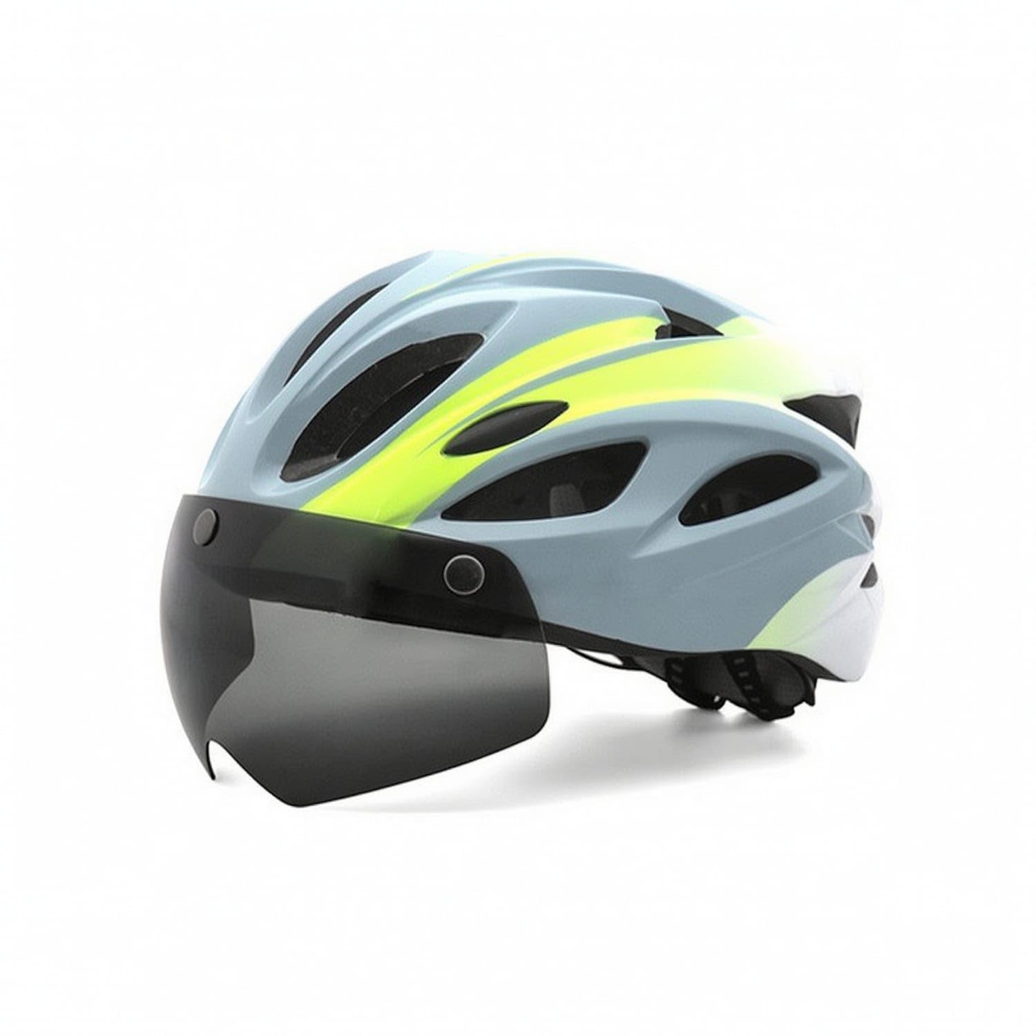 Impact-Resistant Bike Helmet with Face Visor Adjustable Cycle Helmet with Tail Light Vented Gear Ventilated for Commuters, Road Riding, Mountain Biking, Light Blue White-picture-12