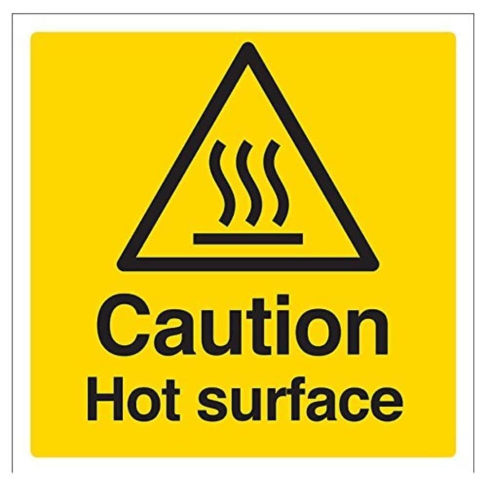 Vsafety Caution, Hot Surface Warning Sign - 200mm x 200mm - 1mm Rigid Plastic