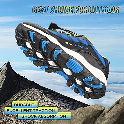 UOVO Boys Shoes Tennis Running Waterproof Hiking Sneakers Kids Athletic Outdoor Slip Resistant Little/Big Royal Blue/Yellow2