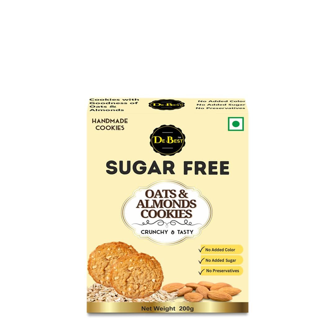 De Best Sugar Free Oats & Almonds Cookies | Sugar Free | No Added Color | Premium Handmade Cookies | Tasty & Crunchy | Eggless Cookies | 200 Grams - Nil (B0CKBRHYVL) Amazon Price History, Amazon Price Tracker
