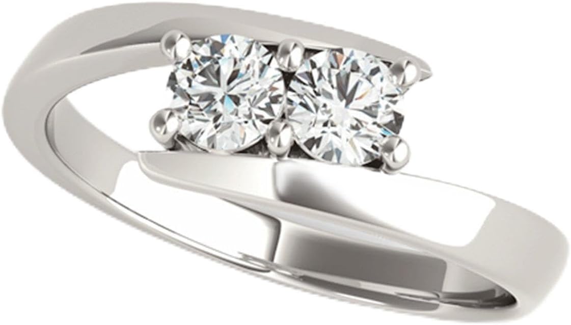 14k Gold Round-Cut Two-Stone Diamond Ring (1/4 cttw, H-I, SI1-SI2) Size 4-9