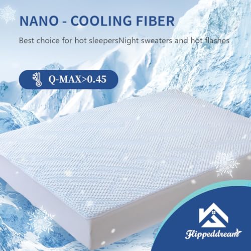 Image of Nano-Cooling Fiber Mattress Protector Twin (39 inch x 75 inch) Size 100% Waterproof, Cooling Experience Unrivaled Comfort Perfect for Every Family