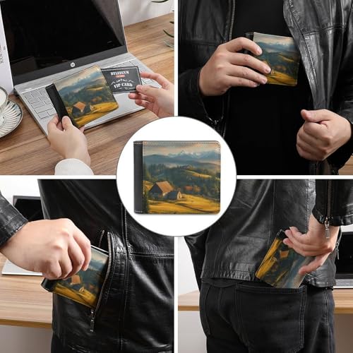 Carpathian Mountains Ukraine Bifold Wallet for Men Women PU Leather Slim Purse Pocket Wallet with Card Holder3