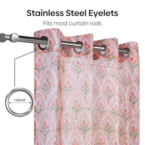 Image of haus & kinder Sheer Door Curtain 7 Feet Long Pack of 1 Door Curtain, 7 Feet Curtain for Door, Light-Filtering & Breathable (Ornate Blossom, Multicolor 114x213cm)