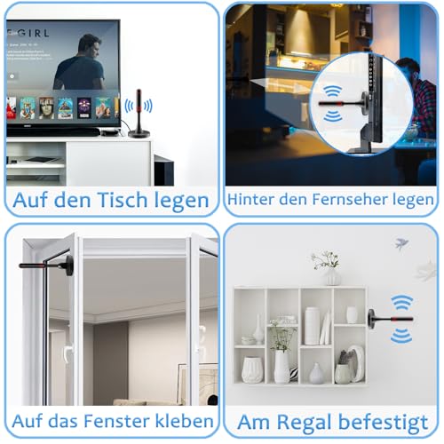 DVB-T/DVB-T2 Antenne mit Verstärker - HDTV Zimmerantenne für Fernseher, Großer Reichweite und...