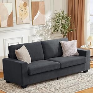 84″ Corduroy Loveseat Sofa for Living Room, Modern Upholstered Sofa with Wide Armrests, Modern Plush Deep Seat Sofa Couch, Oversized Comfy 3-Seater Sofa for Living Room, Apartment, Grey