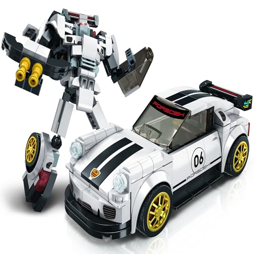 Image of Premium Pearl White 2-in-1 Robot & Sports Car (241 Pieces) | Learn About Machines | Building Block Set for Kids Age 6+ | STEM Educational Toy | Build, Play & Learn