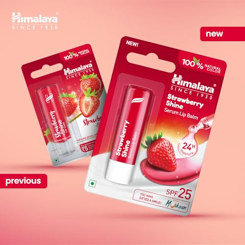 Image of Himalaya Strawberry Shine Serum Infused Lip Balm 4.5G | For Smooth and Nourished Lips | 100% Natural Color & SPF 25 UV Protection