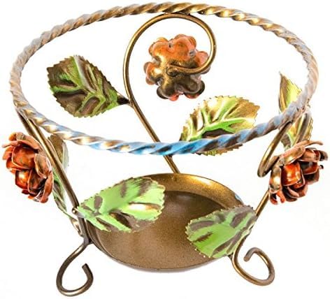Cache-pot en fer forgé décoré main pour salon et terrasse fleurie 27cm - 3