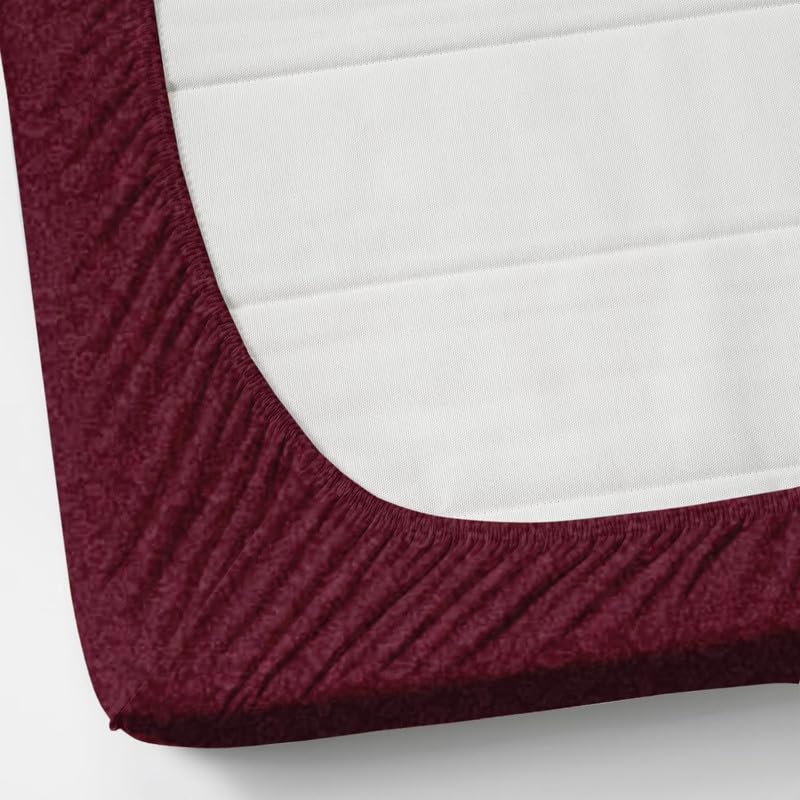 Image of Jashan Glace Cotton All Around Elastic Fitted Elegent Self Flower Print Queen Size Double Bed Bedsheet with 2 Pillow Covers Fits Upto Mattress of 10 Inches,Size - 72 x 78 x 10 Inches - Maroon