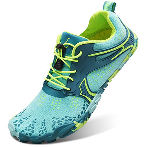 JIASUQI Athletic Quick Dry Aqua Pool Hiking Water Shoes Sports Sandals Sneakers for Women Men Blue Green 7.5Women/6Men