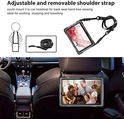 ProCase for Galaxy Tab S8 2022/Galaxy Tab S7 2020 Case(SM-X700/X706/T870/T875/T878) with S Pen Holder, Rugged Heavy Duty Shockproof Case with Hand Strap Rotating Kickstand -Black