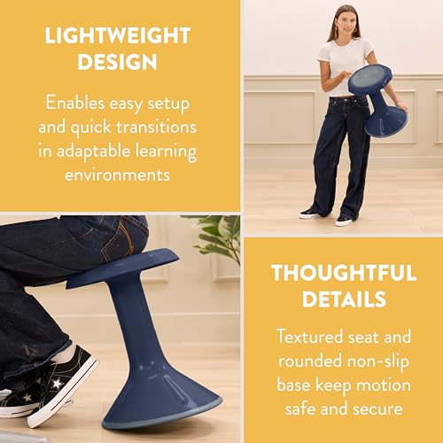 Image of Back2School Express Wobble Sensory Stool for Classroom - 18 inch Active Flexible Seating Chair for Kids, 220lb Capacity, GREENGUARD Gold Certified, Navy
