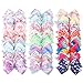 24PCS 4.5Inch Bows for Girls Boutique Grosgrain Ribbon Rainbow Hair Bow Alligator Hair Clips Pigtail Bows Unicorn Hair Clips for Baby Girls Toddler Kids Teens Children in Pairs