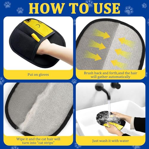 CelestiMingle 2 Stück Fellmagnet Handschuh Katzenhaare, Wiederverwendbare Fell Magnet Handschuhe, Pet Handschuhe, Tierhaarhandschuhe zum Reinigen von Kleidung und Möbeln (A)