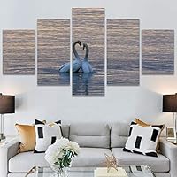 SIGNWIN 5 Panel Canvas Wall Art Birds Closeup Multicolor Photography Realism Relax/Calm Romantics for Home Decorations Ready to Hang - 60