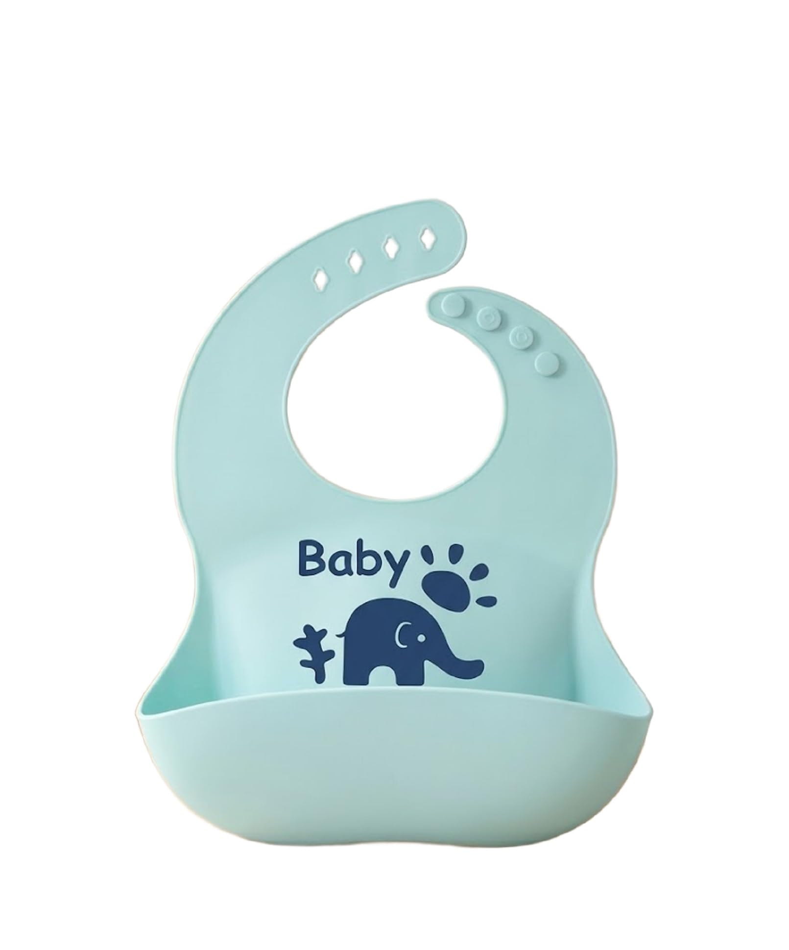 Baby Silicone Feeding Bib With Adjustable Strap Waterproof Easy Stain Proof No Bad Odour | BPA Free/Soft Material Bibs with Tray/Food Catcher 6 Months To 2 Years-image-43