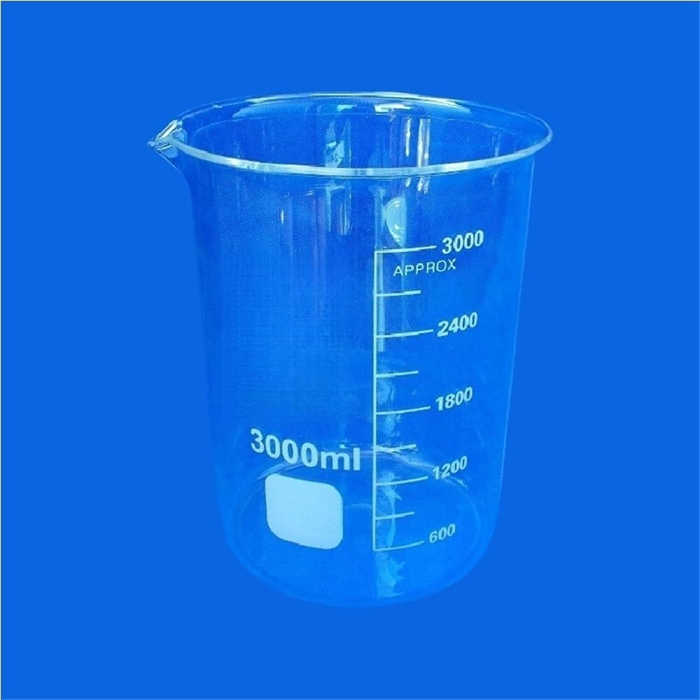 Laborglasbehälter 3000 ml Becherglas, Laborbedarf, transparentes aus Borosilikatglas, verdickt, mit Ausguss, 1 Stück