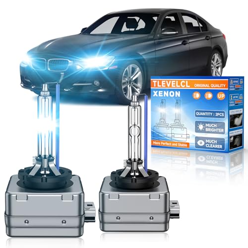 TLEVELCL Fit for BMW 2007-2016 320i 328i 335i Xdrive GT E90 E92 E93 2014-2016 428i 435i D1S HID Xenon Headlight Bulbs, 35W High Low Beam Bi-Xenon Light Bulb Replace, 8000K White Blue, Pack of 2