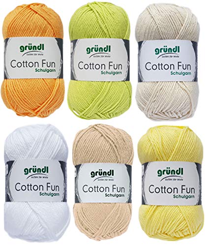 Gründl Cotton Fun 609 - Ovillo de lana para ganchillo (6 ovillos de 50 g, incluye instrucciones detalladas (idioma español no garantizado)
