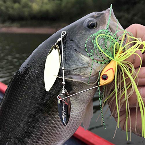 Goture Bass Fishing Lures Spinner Baits Jigs Kit For Bass Fishing Bladed Freshwater Saltwater Metal Double Willow Blade Spinnerbaits Rooster Tail For Salmon Pike Trout Walleye Jigs（3/8 1/2Oz） #TOP5