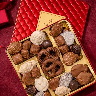 Mothers Day Chocolate Gift Basket Gourmet Holiday Snack Gift Box Idea in Keepsake Tin Mother, Mom, Women, Corporate, Food Set- Bonnie and Pop