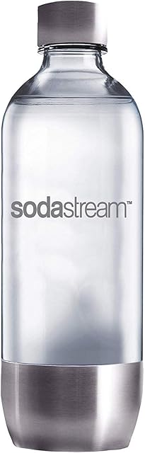 SodaStream - High-quality 1 liter PET bottle with stainless steel base and lid - can be used universally in SodaStream water bubbler with plastic bottle BPA FREE