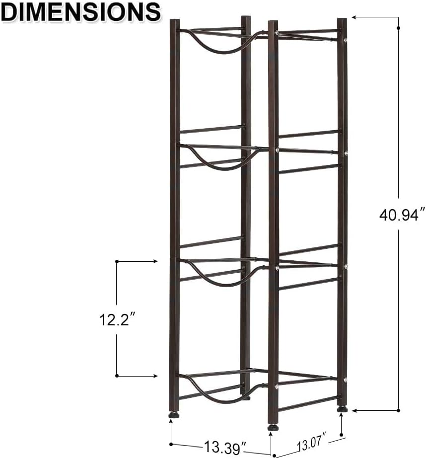 SEHERTIWY 5 Gallon Water Jug Holder Water Bottle Storage Rack, 4 tier water cooler jug rack, 5 gallon water jug stand, 5 Gallon Water Bottle Holder(4 Tier, Dark Brown)
