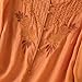Womens 3/4 Sleeve Tops Button Down Crew Neck Retro Floral Embroidered Top Boho Dressy Casual Blouses Summer Clothing Orange XXL