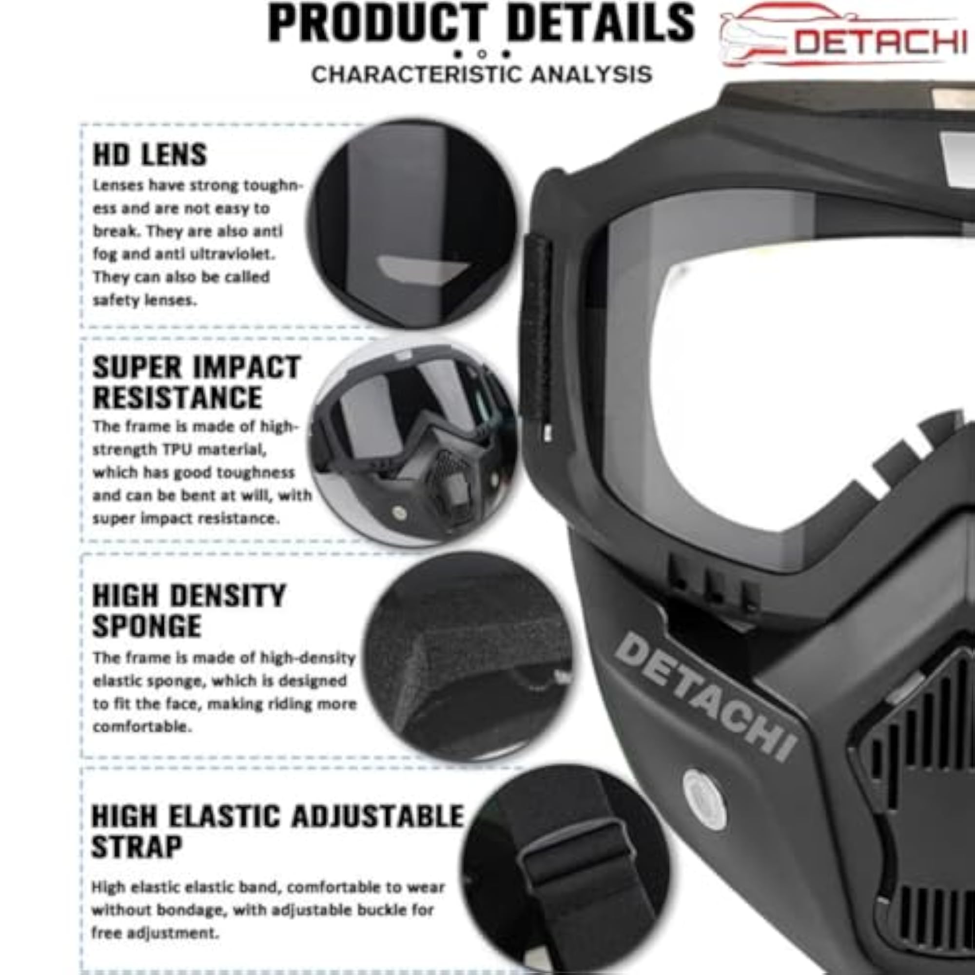 Motorcycle Goggle Mask with UV Protection