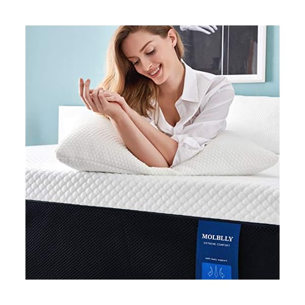 Molblly Mattress,Memory Foam Mattress,Breathable Mattress Medium Firm with Soft Fabric Fire Resistant Barrier Skin-friendly Durable Mattress - Image 4