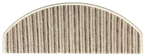 oKu-Tex Stufenmatten, Nadelfilz, Stufenmattenset 15 teilig Rimini, halbrund, 65 x 24 cm, mit Winkelschiene, selbstklebend, Mehrfarbig, beige, Flachgewebe