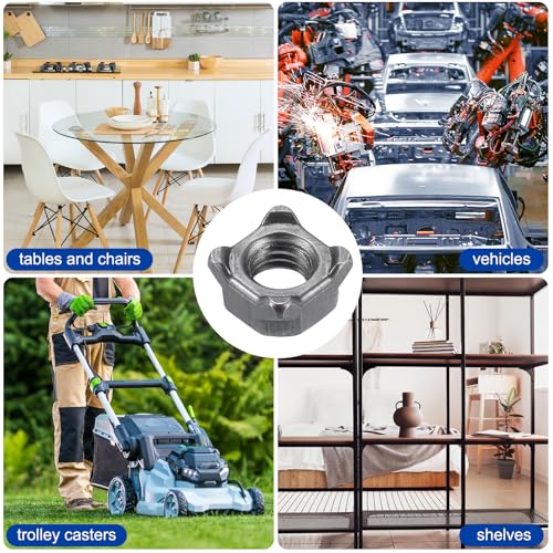 QUARKZMAN Schweißmuttern, M6 Square UNC Maschinenschraube aus Kohlenstoffstahl Grau 100 Stück