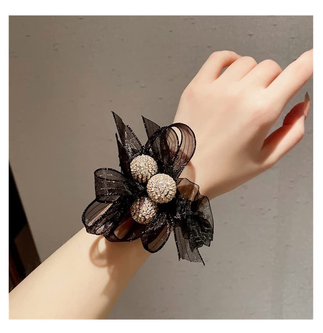 Feste Elastici Capelli 3pcs Bow Knot Organza Hair Ring Female Ball Bead Headgear Summer Ponytail Rubber Band Decorazione
