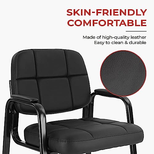 Image of CLATINA Classic Reception Chair with Padded Armrests and Sled Base, Ergonomic Guest Chair for Office Conference Waiting Meeting Room, Black (8 Pack)