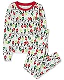 The Children's Place Kids' Holiday 2 Piece Snug Fit Cotton Pajamas, Glow Christmas Lights, 14