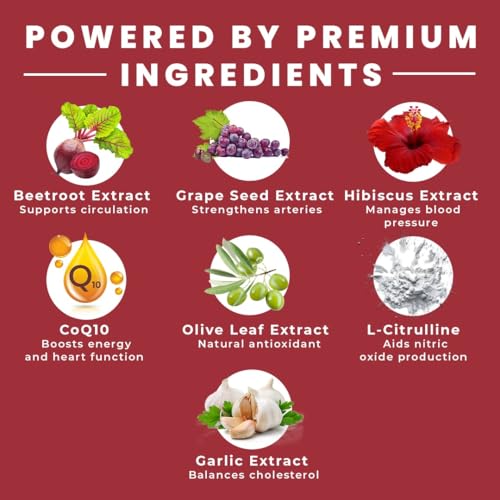 Image of Rooted Actives BP Care | Beetroot 10:1 Extract with CoQ10, Grape Seed, Hibiscus, L-Citrulline & Garlic | Circulation & Heart Wellness Support | 100% Veg Capsules | 60 Capsules - 1 Month Supply