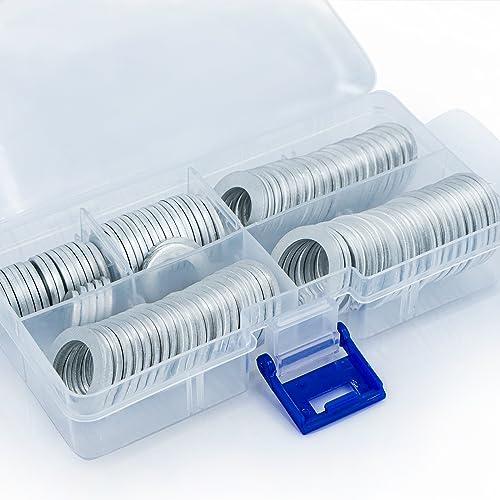 Image of 100Pcs Set of Oil Drain Plug Gasket, 5 Sizes Aluminum Oil Drain Plug Washer Crush Washer, Oil Plug Crush Washer for Oil Change, Sealing Ring by KeeRoarin (M10, M12, M14, M16, M18)