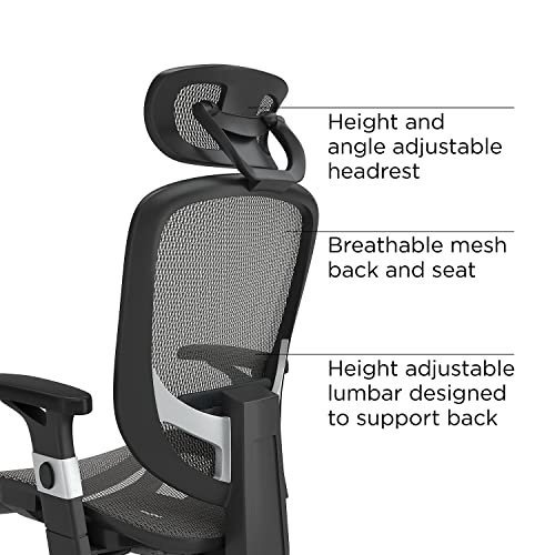 staples hyken ergonomic swivel task chair adjustable with breathable mesh amp lumbar support perfect for home amp office charcoal gray