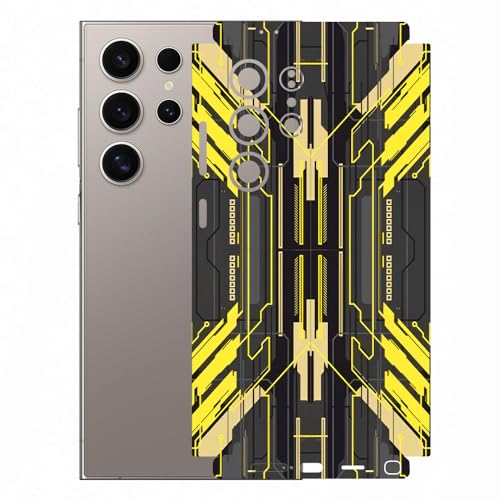 Image of AtOdds Mobile Skin Sticker Wrap | Compatible for Samsung S24 Ultra (5g) | Scratchproof Matte Finish | Full Coverage for All Sides & Camera Protection (Design - Cyber Yellow)