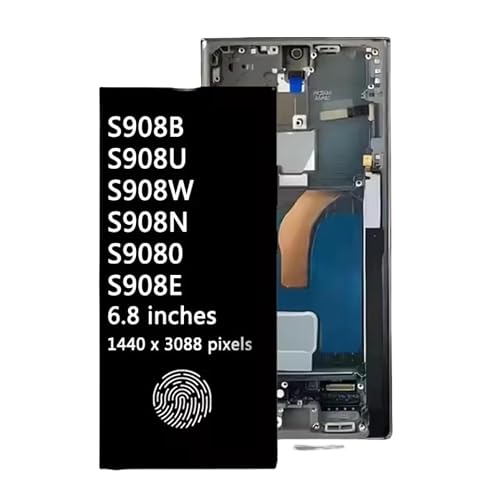 YOOOKOOO Samsung Galaxy S22 Ultra S22Ultra 5G SM-S908B SM-S908U OLED LCD �f�B�X�v���C �^�b�`�X�N���[�� �f�W�^�C�U�[ �A�Z���u�� �����C�����i (�O���[�o���u���b�N�t���[��)