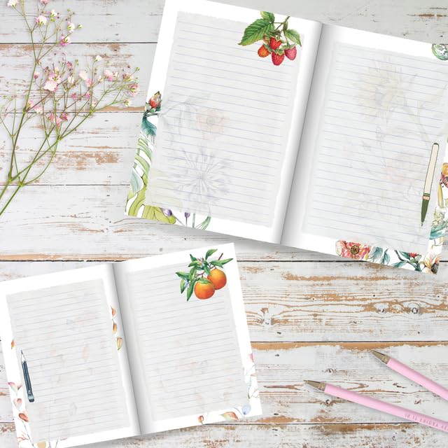 Daphne's Diary Notebook Set of 3 Fruit & Flowers | A set of 3 colorful, inspiring notebooks with lined paper in sizes A4, A5, and A6 | Perfect for your creative ideas, notes, and plans!      Office Product