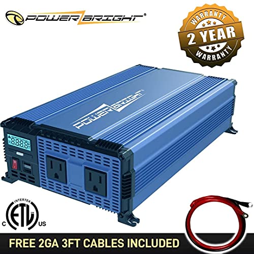 2000 Watt 12V Power Inverter Dual USB & AC Outlets, Easy to Install Automotive Portable Power for Power Tools, Camping and Car Accessories. ETL Approved Under UL STD 458