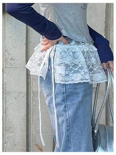 SHENHE Women's Sheer Lace Wrap Mini Skirt Tie Side Ruffle Layering Micro Skirt Waist Accessory3